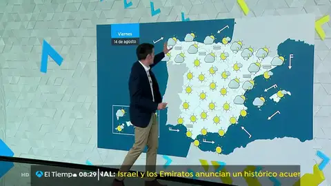 Este viernes se prevén cielos despejados en la mayor parte del país y tormentas en el Pirineo y el bajo Ebro Este viernes se prevén cielos despejados en la mayor parte del país y tormentas en el Pirineo y el bajo Ebro