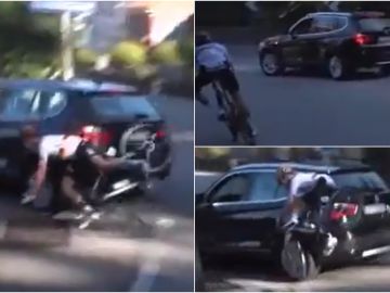 Un coche se cuela en pleno Giro de Lombardía arrollando a un ciclista y sembrando el pánico en la prueba