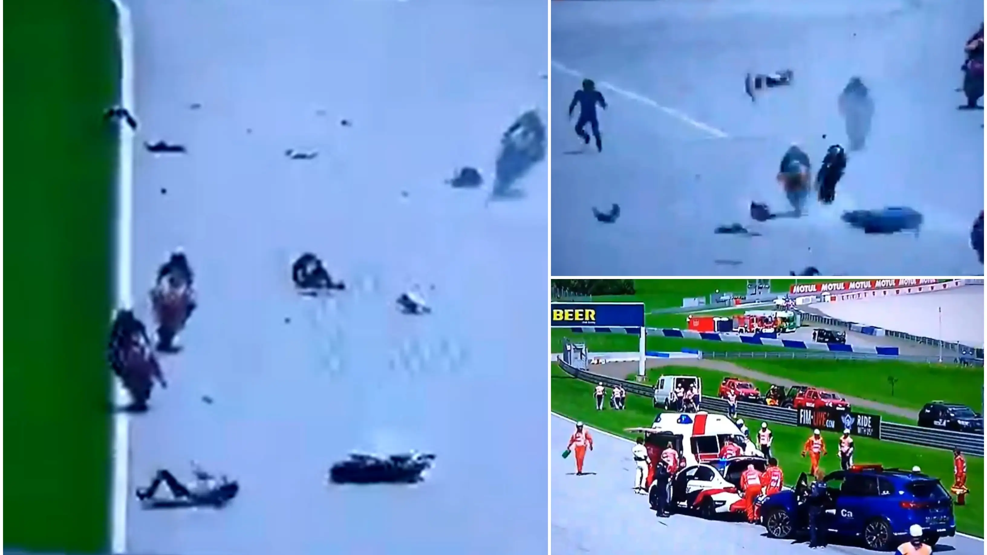 Terrible accidente m&uacute;ltiple en el GP de Austria de Moto 2