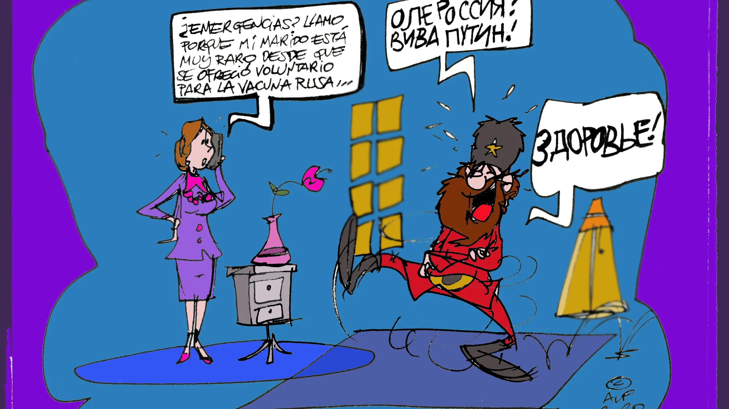 Las dudas sobre la vacuna rusa, en la viñeta gráfoca de Alfredo Boto-Hervás Las dudas sobre la vacuna rusa, en la viñeta gráfoca de Alfredo Boto-Hervás