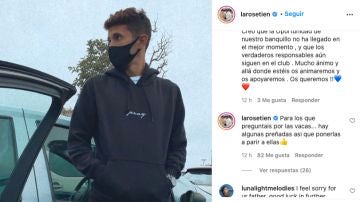 Publicación  del hijo de Quique Setién en su cuenta de Instagram