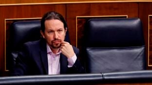 El vicepresidente del Gobierno, Pablo Iglesias, durante un pleno en el Congreso