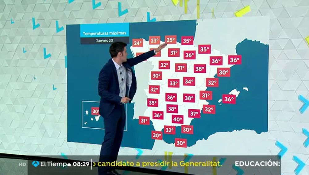 Altas temperaturas en el País Vasco, valle del Ebro, este de Castilla-La Mancha y Baleares