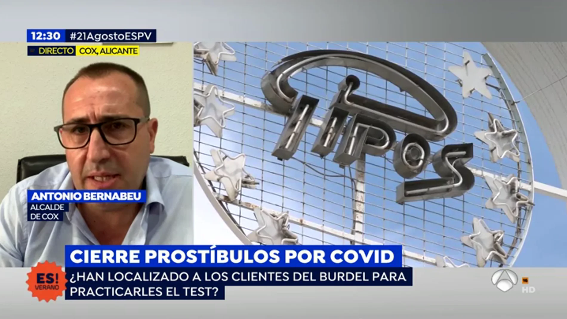 El alcalde de Cox, Antonio Bernardeu, asegura que los casos positivos de coronavirus en el prostíbulo no han afectado al resto del municipio