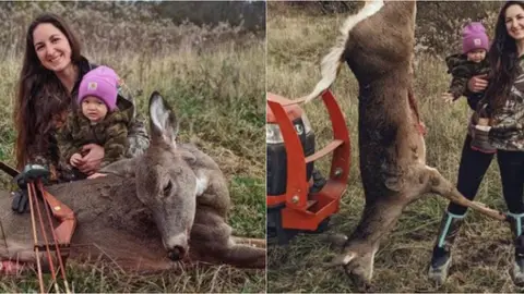 Beka Garris cazando con su hija de dos años Beka Garris cazando con su hija de dos años