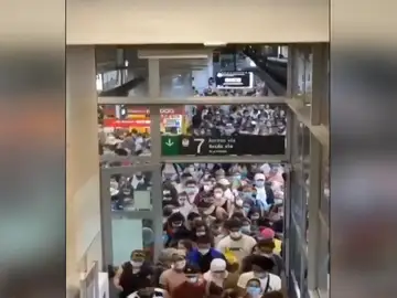 Aglomeraciones en la estación de Sants Aglomeraciones en la estación de Sants