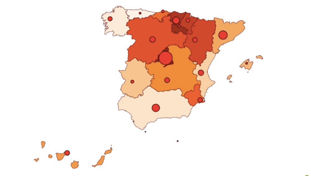 Mapa coronavirus en España 20 de septiembre