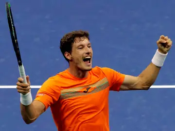 Pablo Carreño celebra su victoria ante Denis Shapovalov Pablo Carreño celebra su victoria ante Denis Shapovalov