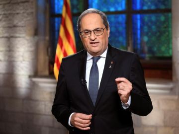 El presidente de la Generalitat, Quim Torra, durante el mensaje institucional de la Diada