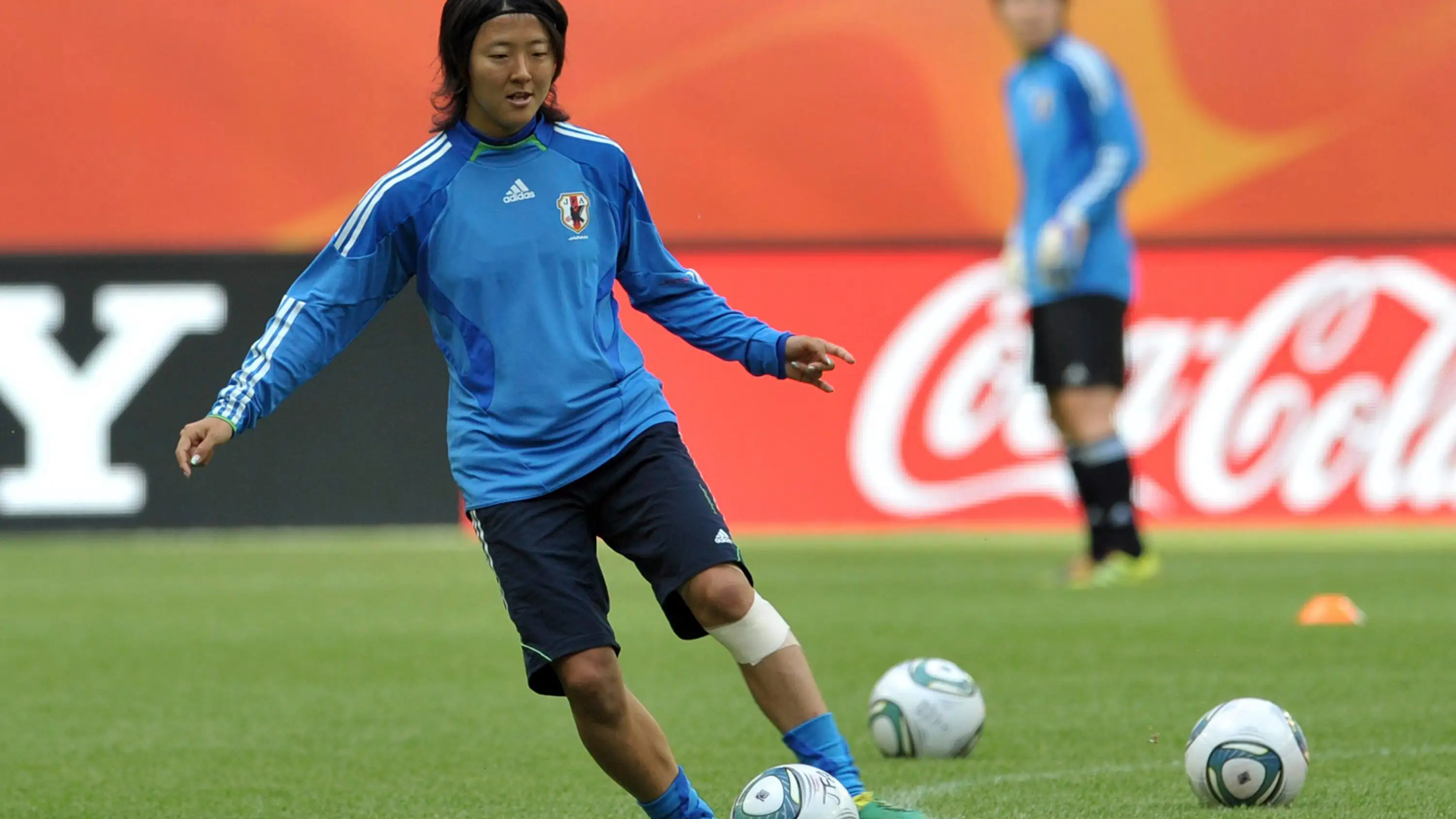 Yuki Nagasato en un entrenamiento con Jap&oacute;n