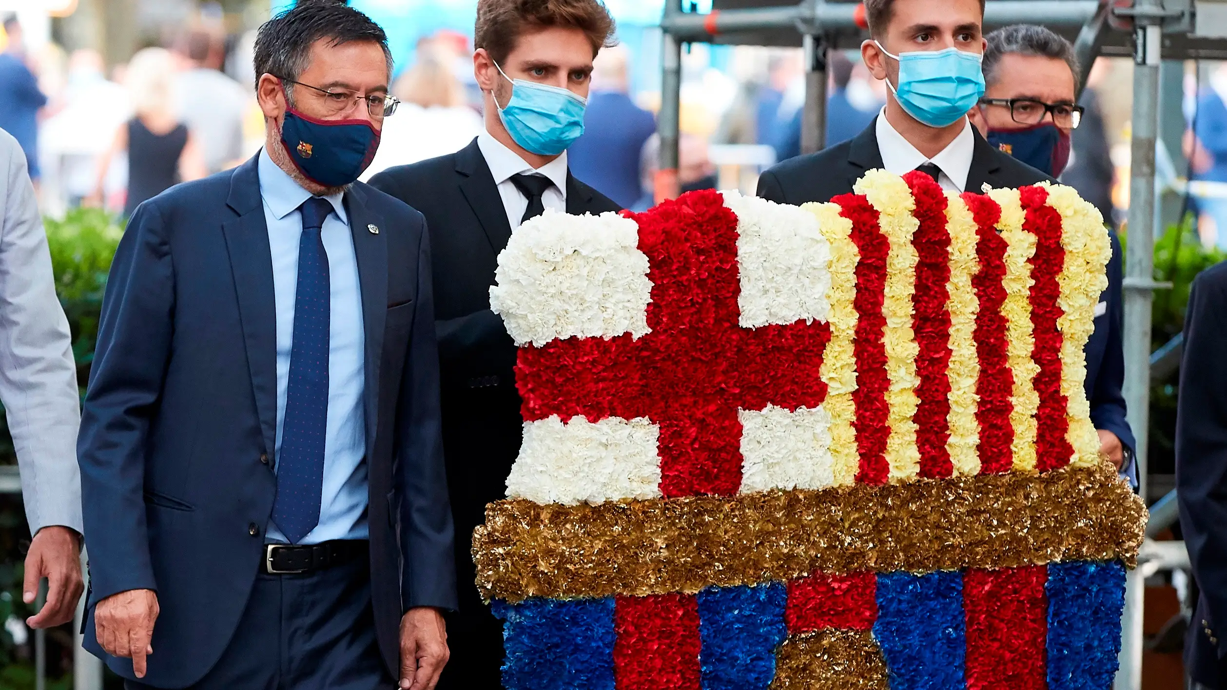 Josep Mar&iacute;a Bartomeu, en la ofrenda floral a Rafael Casanova