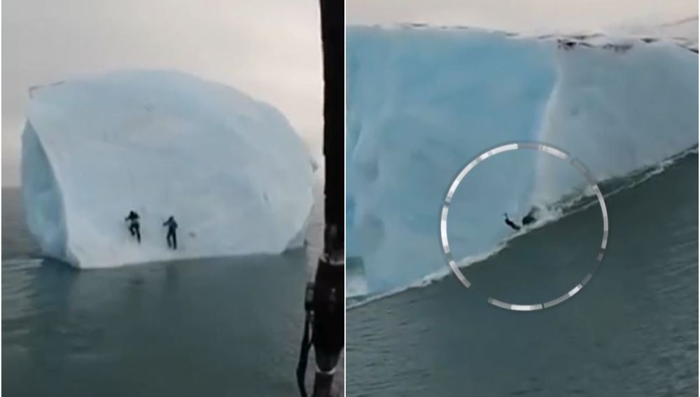 Se juegan la vida intentando escalar un iceberg que se hundía en medio del Ártico
