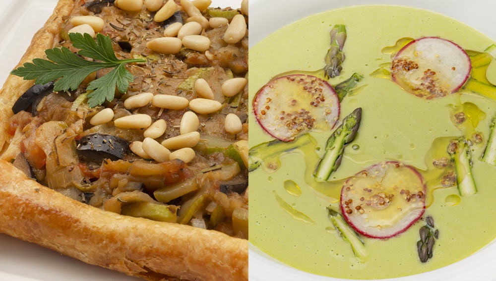 El menú rico en hortalizas y verduras de Karlos Arguiñano: hojaldre de verduras y salmorejo de espárragos