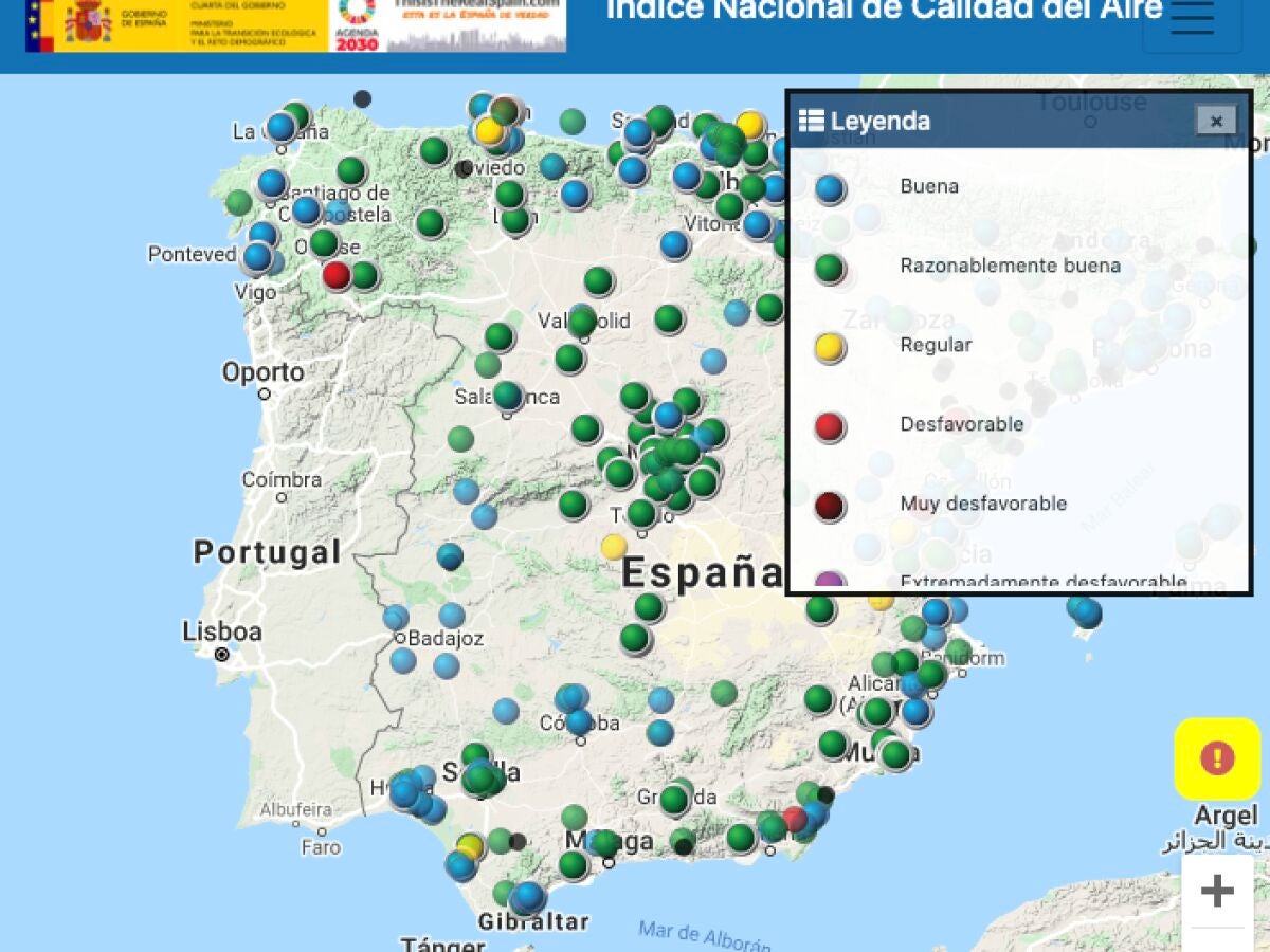Mapa Visual Del índice De Calidad Del Aire En Tiempo Real De La ...