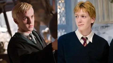Tom Felton y James Phelps en 'Harry Potter' Tom Felton y James Phelps en 'Harry Potter'