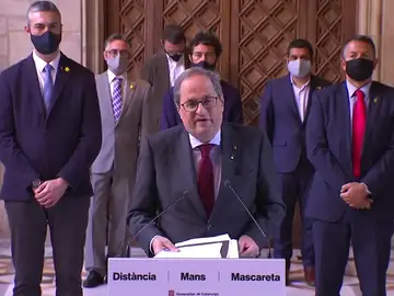 Quim Torra anuncia elecciones en Cataluña "en unos meses" para que confirmen los resultados del referéndum ilegal del 1-O Quim Torra anuncia elecciones en Cataluña "en unos meses" para que confirmen los resultados del referéndum ilegal del 1-O
