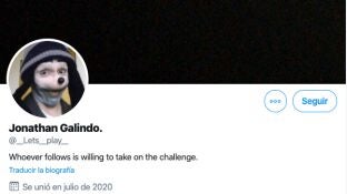Cuenta de Twitter Jonathan Galindo