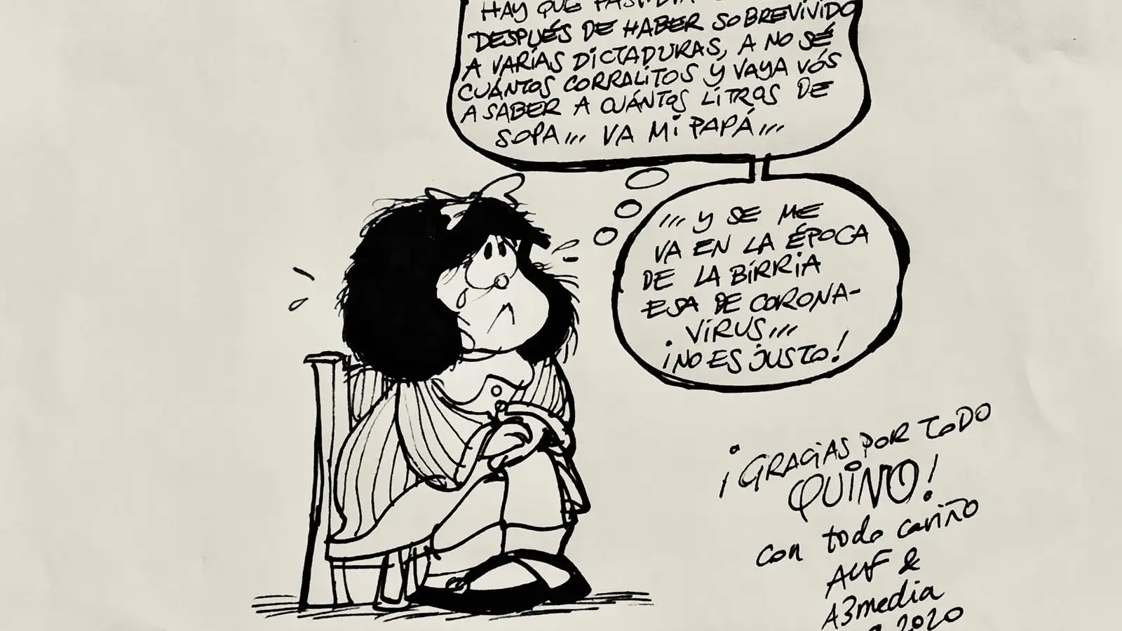 La viñeta de homenaje de Antena 3 Noticias a Quino La viñeta de homenaje de Antena 3 Noticias a Quino