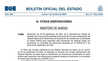 Consulta el BOE de hoy 1 de octubre en PDF con las nuevas restricciones por el coronavirus que afectan a Madrid