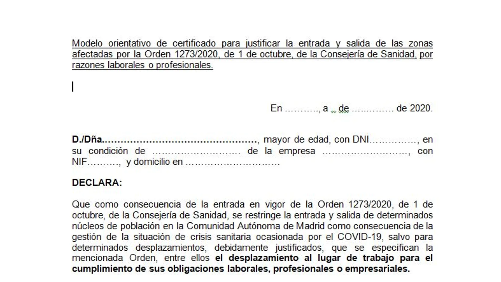 Justificante de movilidad covid Madrid: Descargar el salvoconducto para desplazarte por motivos laborales Justificante de movilidad covid Madrid: Descargar el salvoconducto para desplazarte por motivos laborales