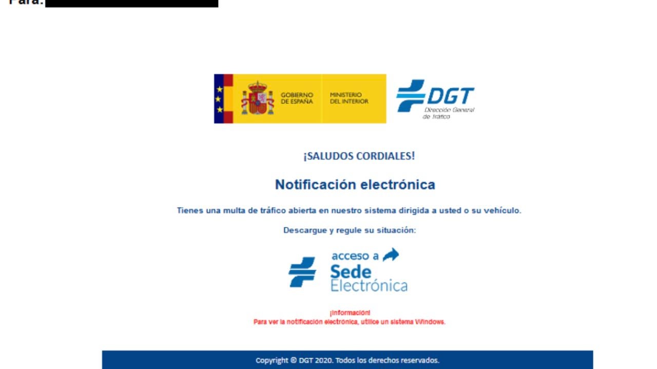 La supuesta multa de la DGT que llega por correo y es una estafa