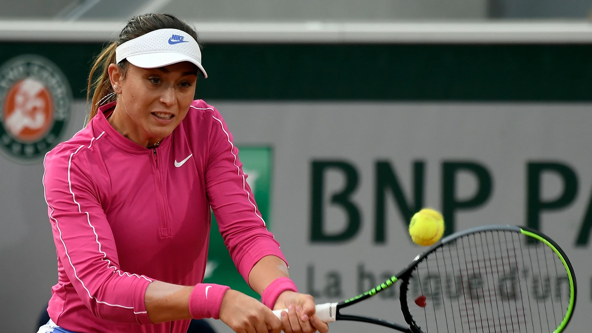 Paula Badosa, durante el partido ante Ostapenko Paula Badosa, durante el partido ante Ostapenko