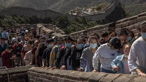 La muralla china, abarrotada La muralla china, abarrotada