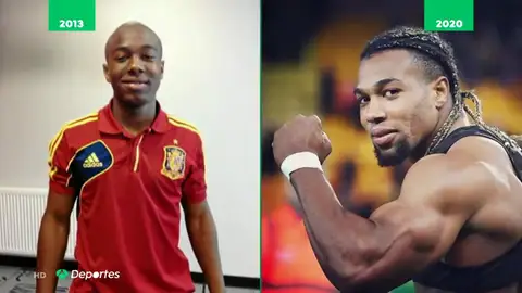 El increíble cambio de Adama Traoré, el 'Hulk' de la selección española que se embadurna en aceite El increíble cambio de Adama Traoré, el 'Hulk' de la selección española que se embadurna en aceite