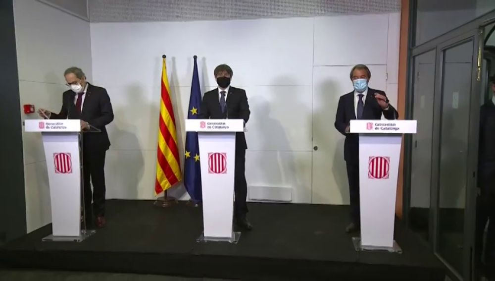 Artur Mas, Carles Puigdemont y Quim Torra denuncian una "España de la represión" desde Francia