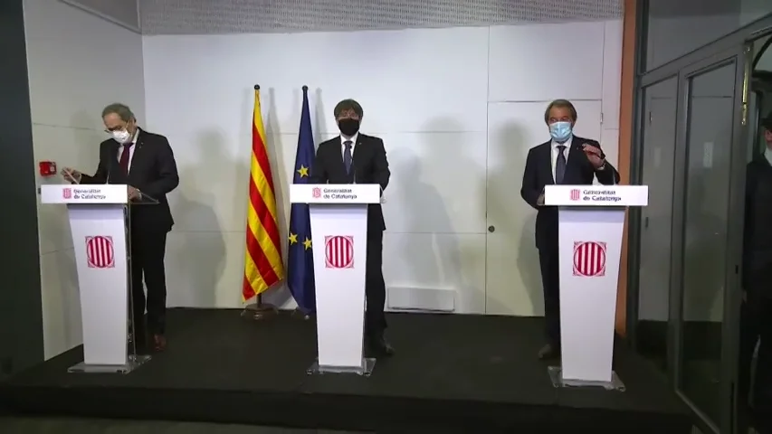 Artur Mas, Carles Puigdemont y Quim Torra denuncian una "Espa&ntilde;a de la represi&oacute;n" desde Francia