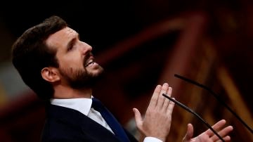 Pablo Casado durante su intervención en el Congreso