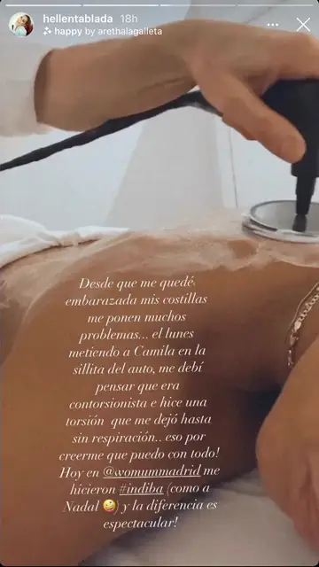 Elena Tablada se somete a un tratamiento tras las secuelas de su embarazo SEIS MESES DESPUÉS DE DAR A LUZ