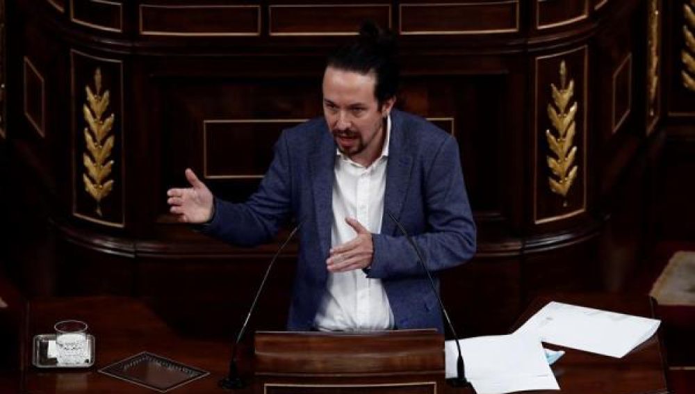 Pablo Iglesias durante la moción de censura de Vox al Gobierno