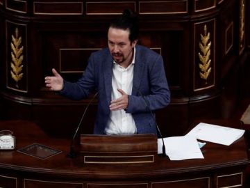 Pablo Iglesias durante la moción de censura de Vox al Gobierno