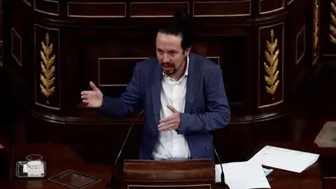 Pablo Iglesias durante la moción de censura de Vox al Gobierno Pablo Iglesias durante la moción de censura de Vox al Gobierno