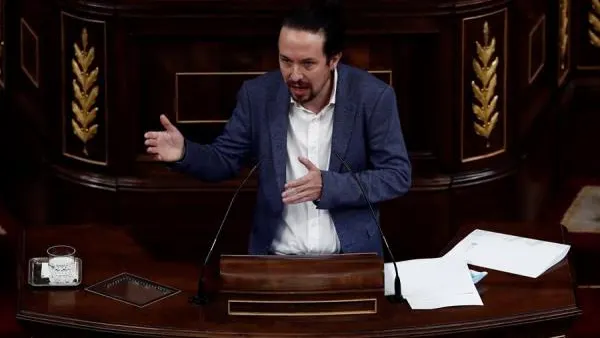 Pablo Iglesias durante la moción de censura de Vox al Gobierno Pablo Iglesias durante la moción de censura de Vox al Gobierno