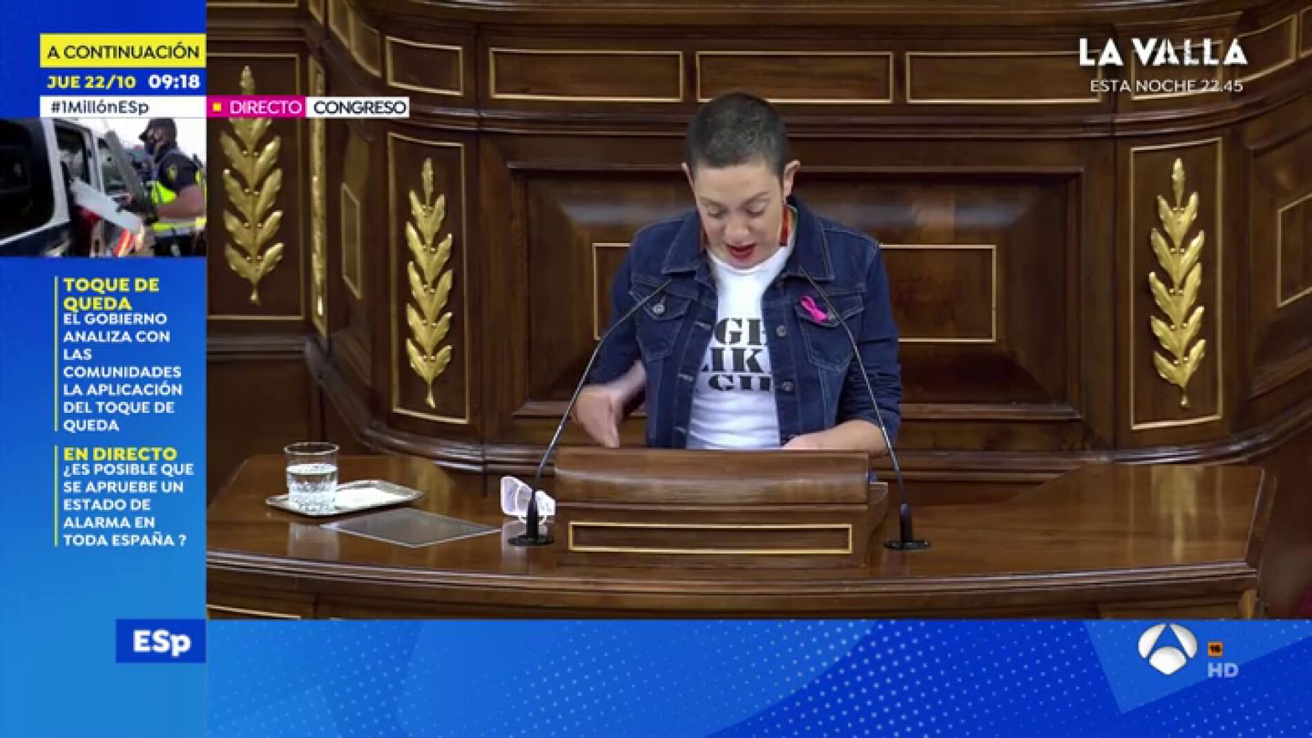 Aina Vidal, la diputada en tratamiento por c&aacute;ncer, protagoniza el momento m&aacute;s emotivo de la moci&oacute;n de censura de Vox: "Aqu&iacute; se respira odio, defendamos el amor"
