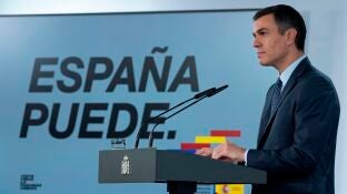 El presidente del Gobierno, Pedro S&aacute;nchez, en rueda de prensa