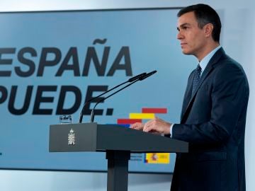 El presidente del Gobierno, Pedro Sánchez, en rueda de prensa