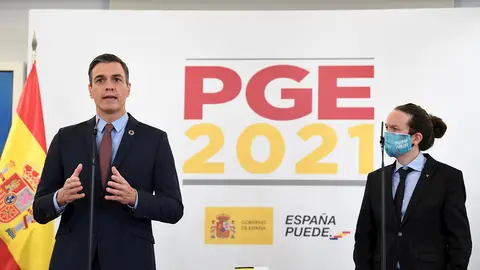 Pedro Sánchez y Pablo Iglesias comparecen para explicar el acuerdo de presupuestos Pedro Sánchez y Pablo Iglesias comparecen para explicar el acuerdo de presupuestos