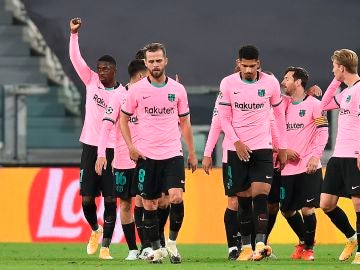 Dembelé celebra su gol en el Juventus Stadium