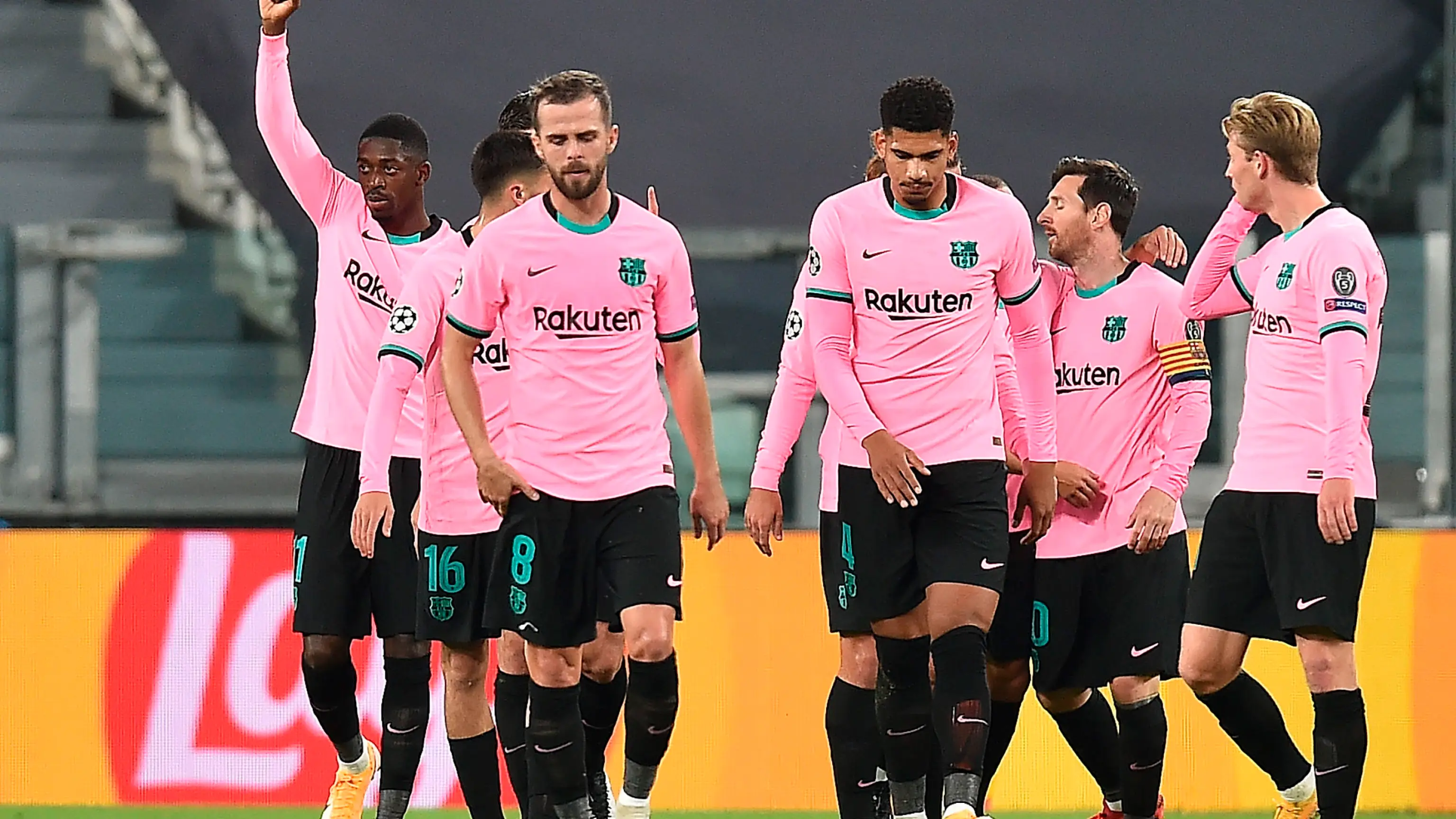 Dembel&eacute; celebra su gol en el Juventus Stadium