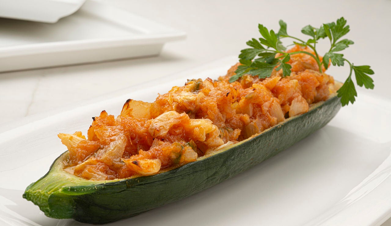 Calabacín relleno de ajoarriero Calabacín relleno de ajoarriero