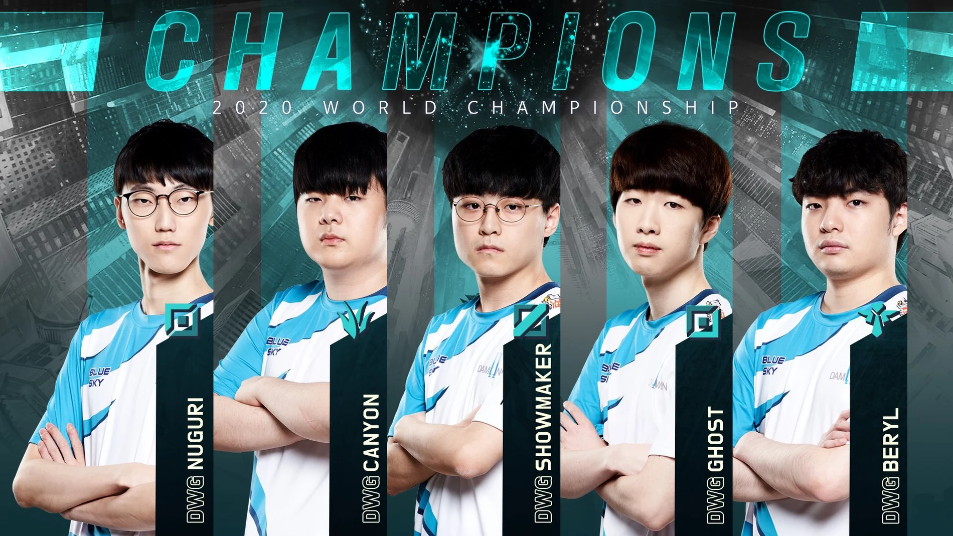 Los integrantes del DAMWON Gaming, campeones de LoL Los integrantes del DAMWON Gaming, campeones de LoL