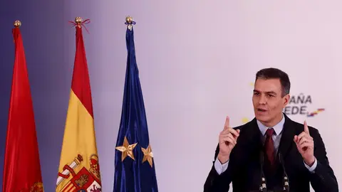 Pedro Sánchez durante su comparecencia en Navarra Pedro Sánchez durante su comparecencia en Navarra
