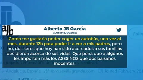 Tuit de una víctima de ETA Tuit de una víctima de ETA