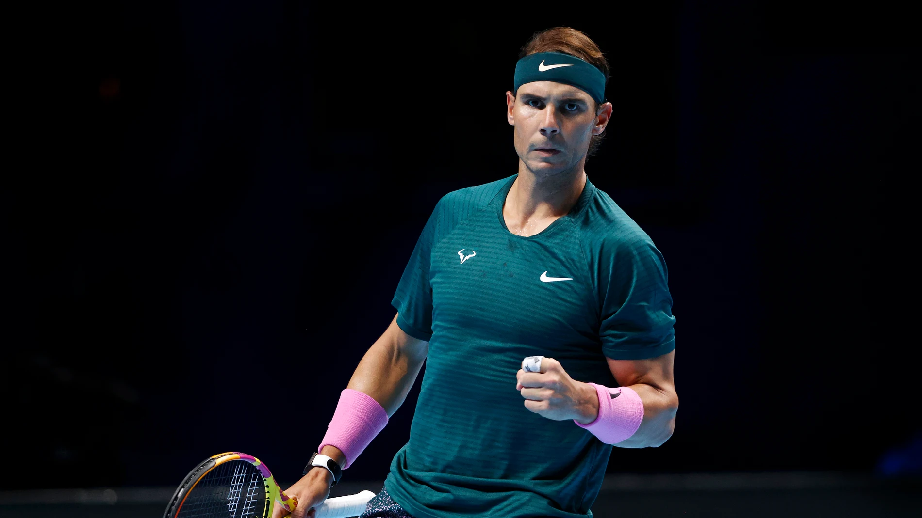 Rafa Nadal celebra un punto ante Andrey Rublev Rafa Nadal celebra un punto ante Andrey Rublev