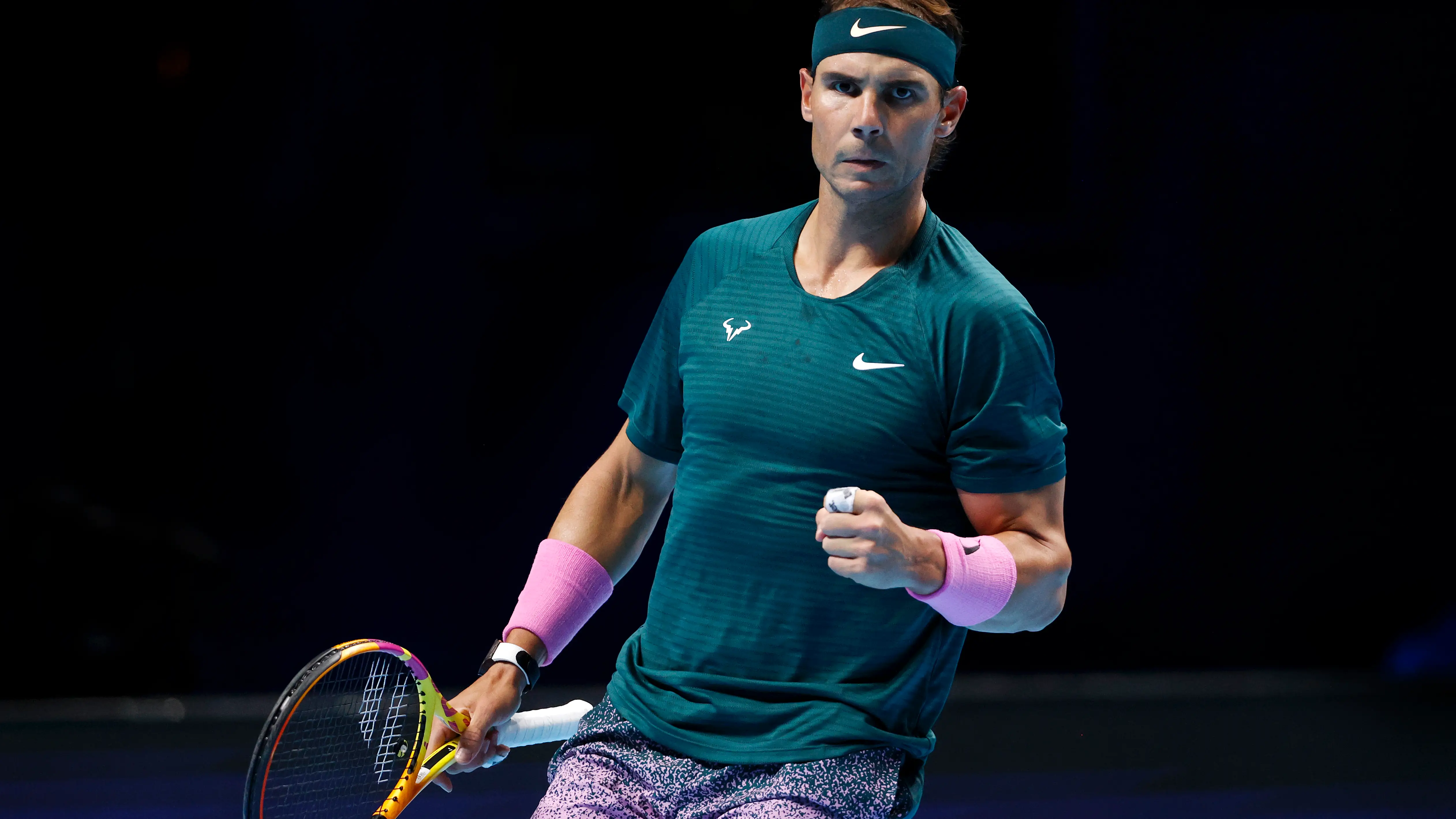 Rafa Nadal celebra un punto ante Andrey Rublev Rafa Nadal celebra un punto ante Andrey Rublev