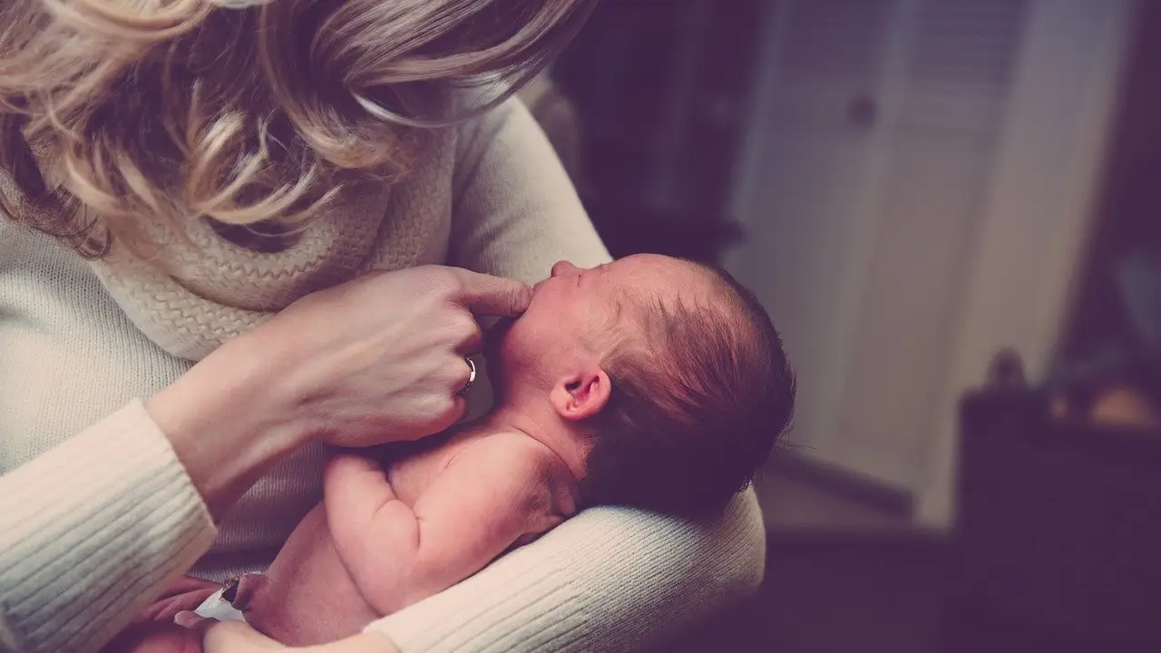 Una madre con su bebé recién nacido Una madre con su bebé recién nacido