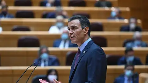 Pedro Sánchez, en una imagen de archivo en el Senado. Pedro Sánchez responde en el Senado